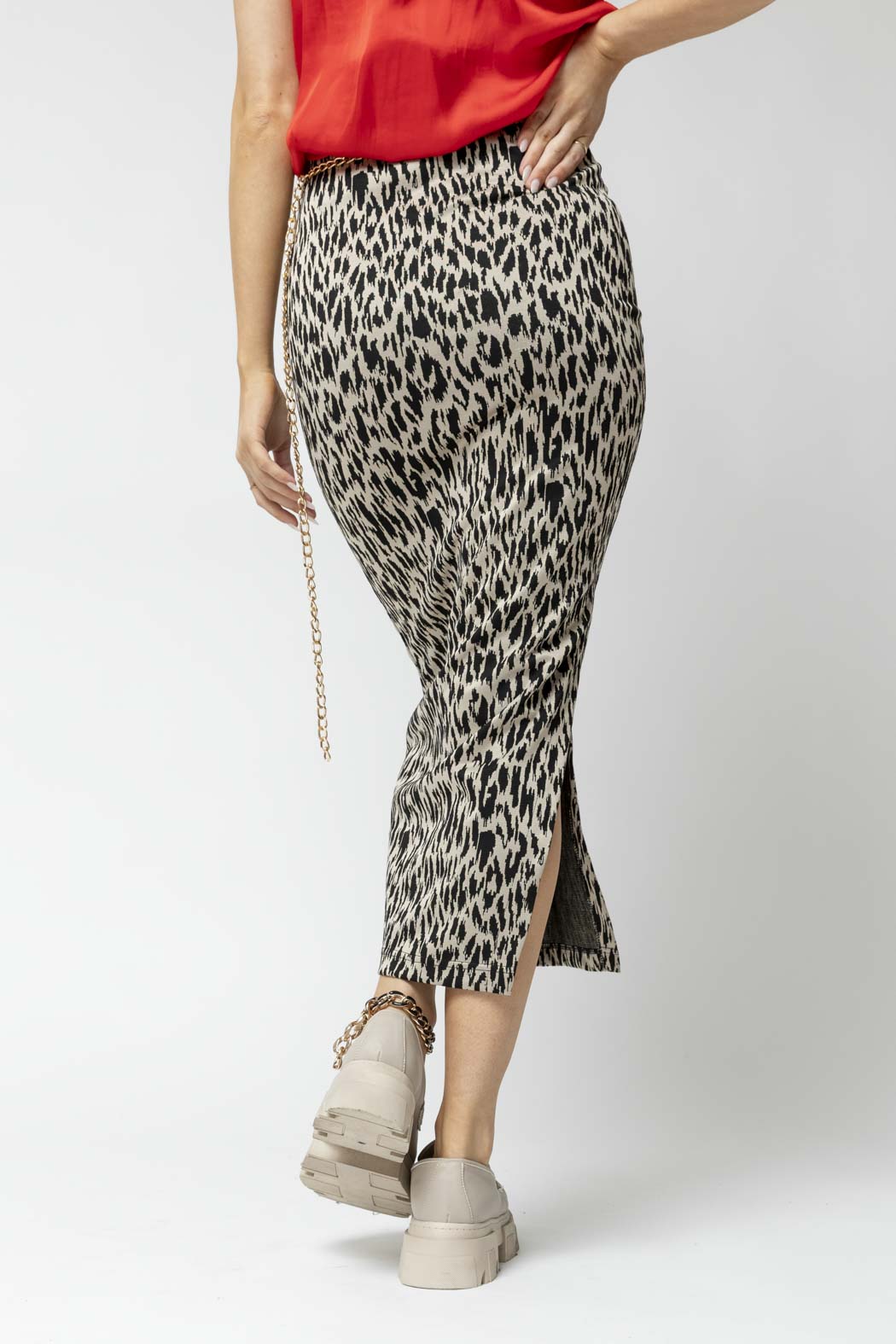 Black Animal Ponte Miracle Skirt