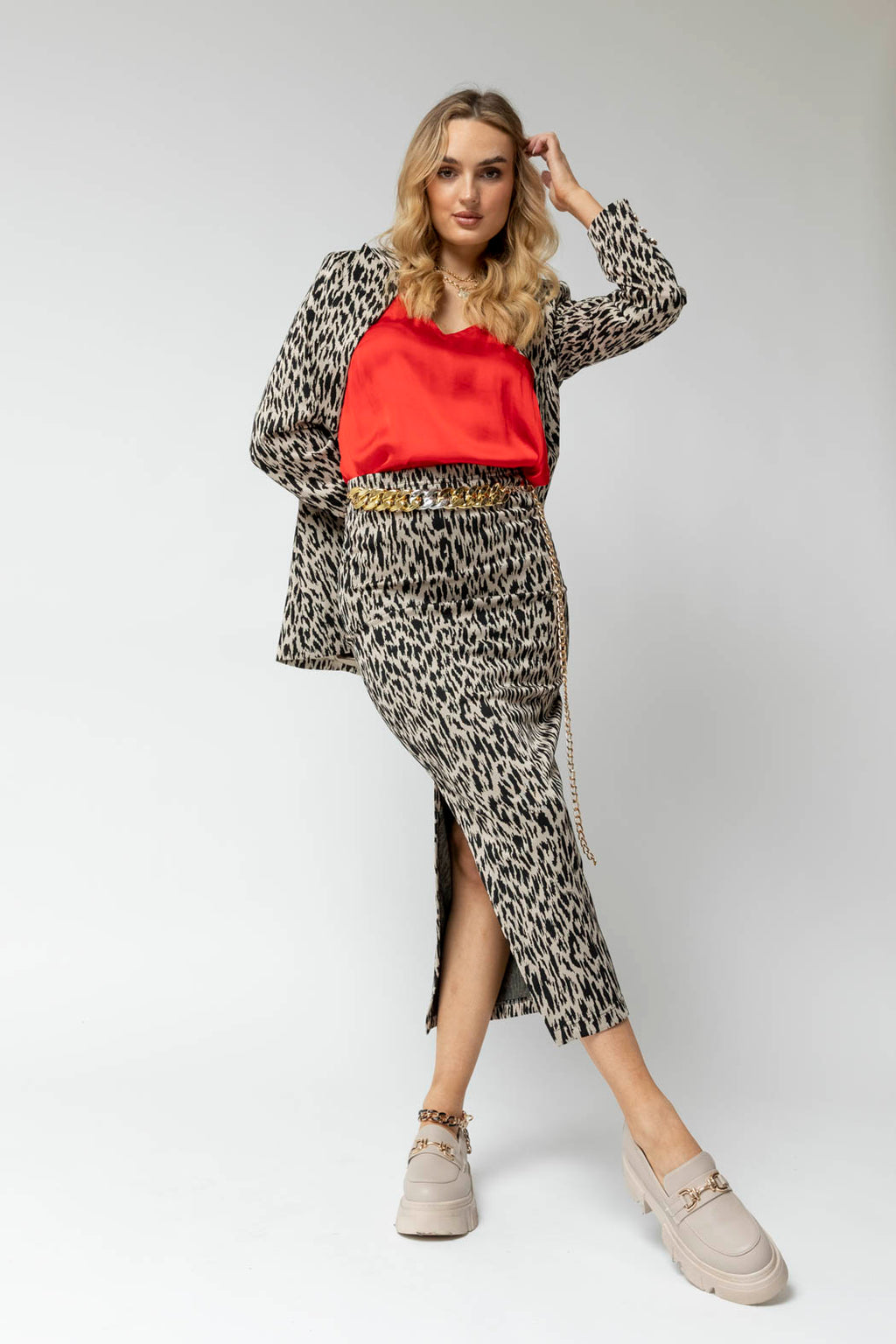 Black Animal Ponte Miracle Skirt