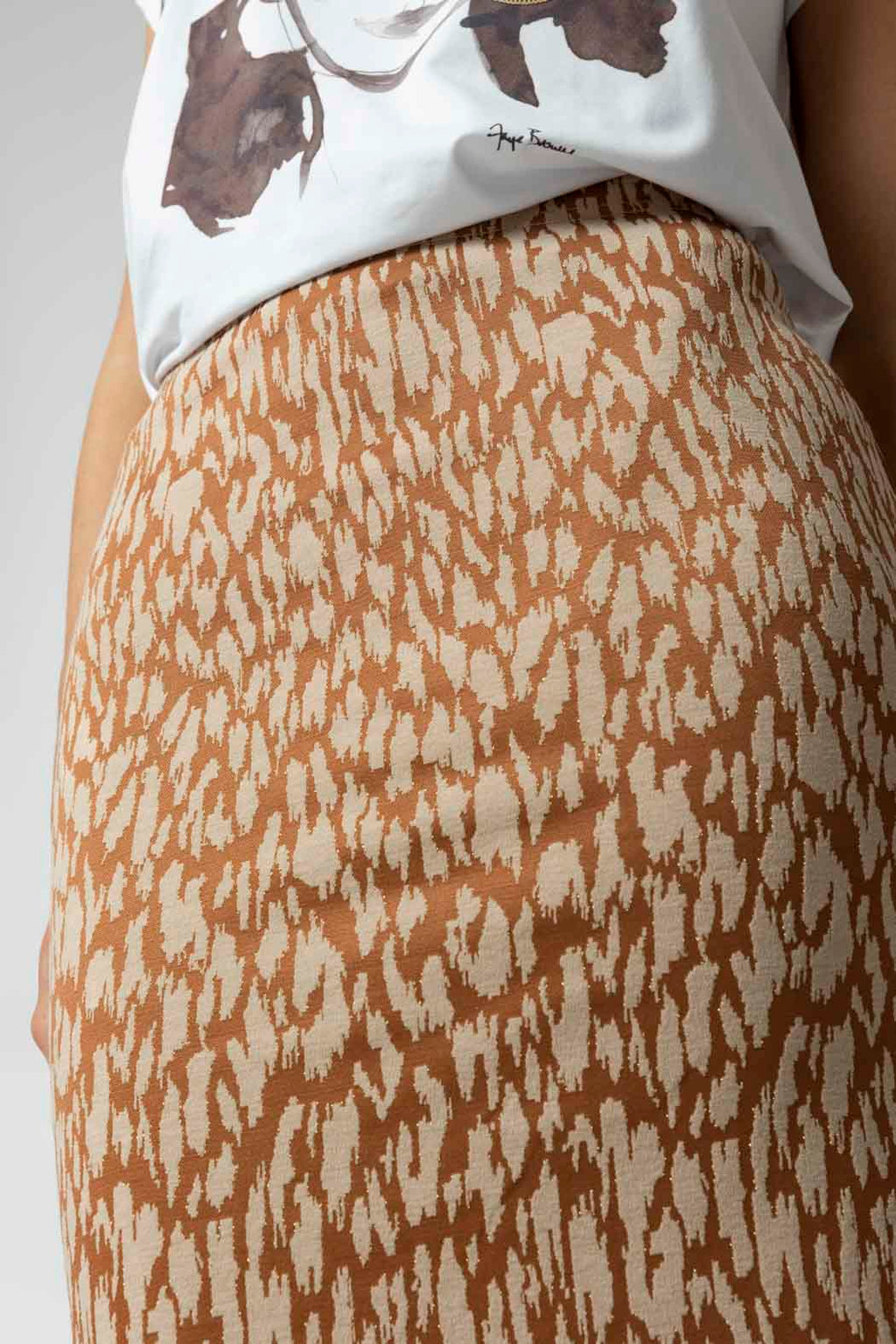 Tan Animal Ponte Miracle Skirt