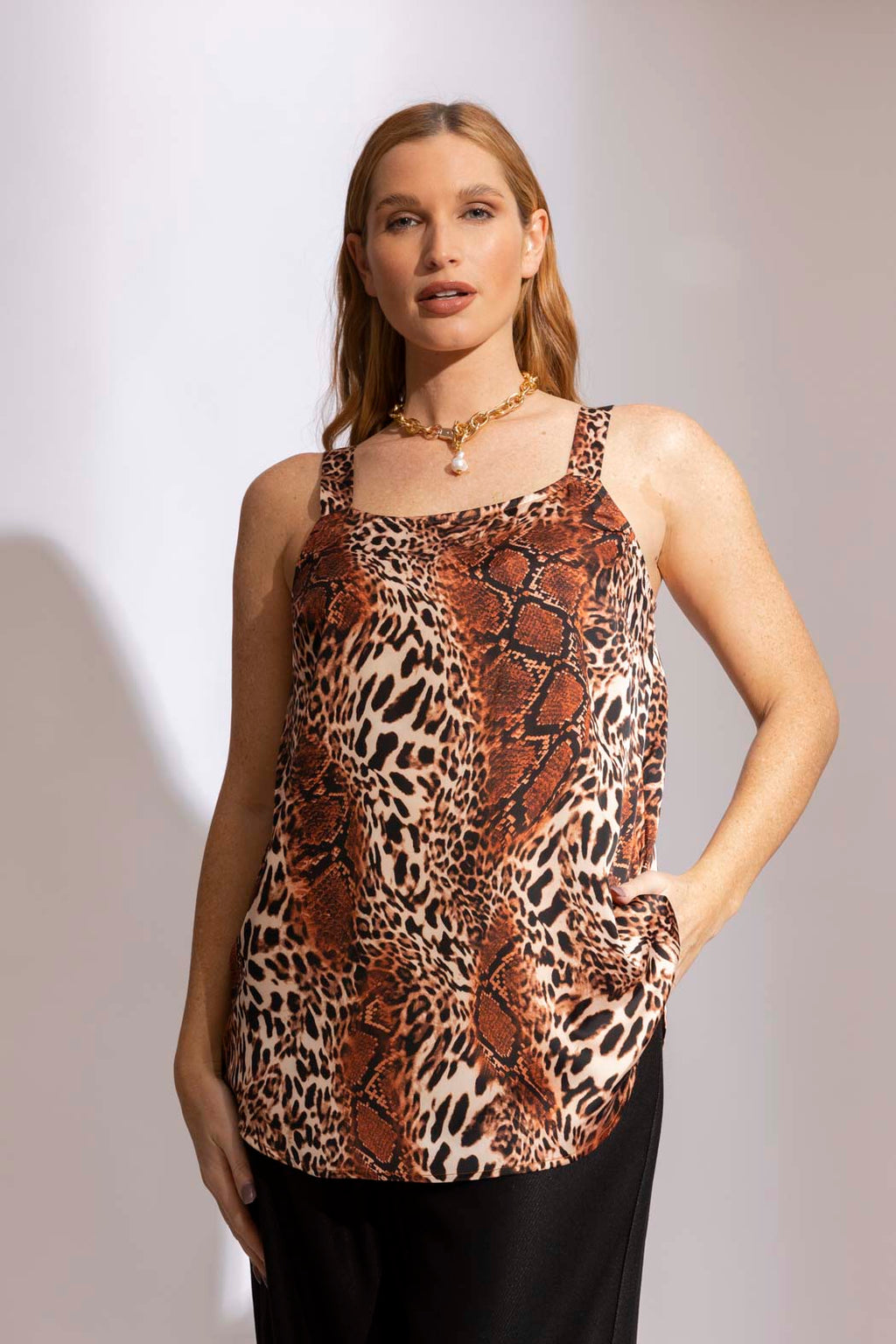 Tan Animal Wide Strap Cami