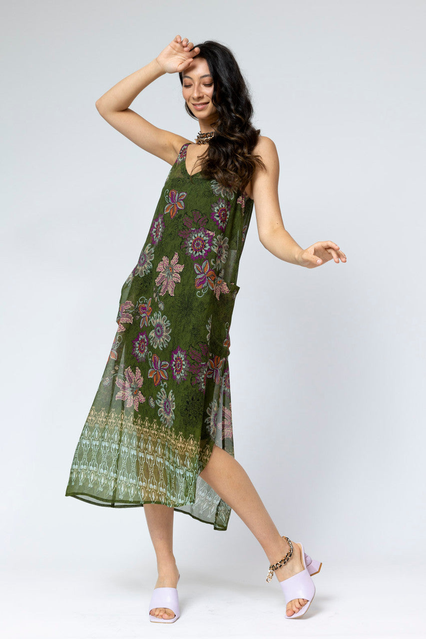 Khaki Chiffon Strappy Dress - Final Sale