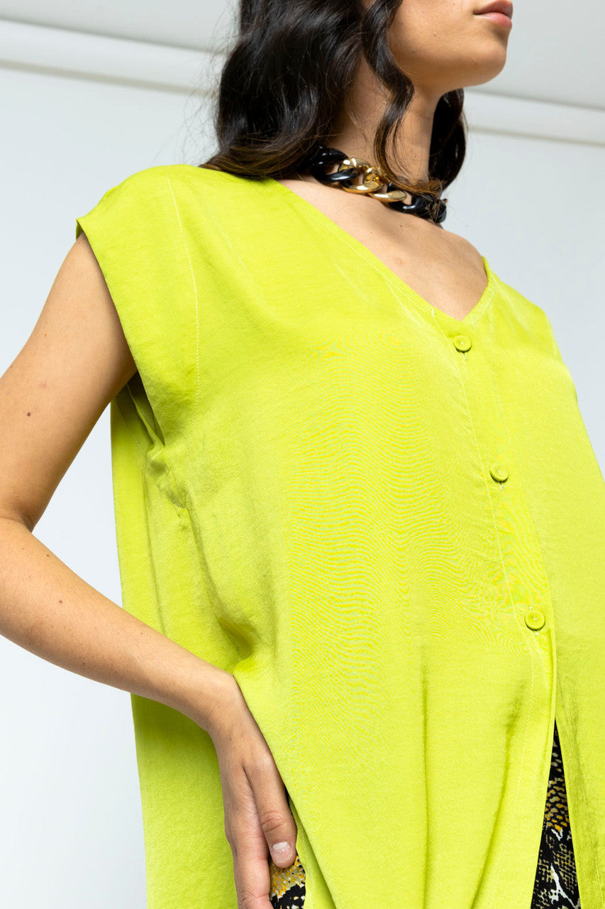 Chartreuse Sleeveless Zhoush Tie Top - Sale
