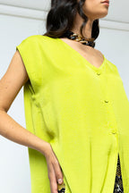 Chartreuse Sleeveless Zhoush Tie Top - Sale