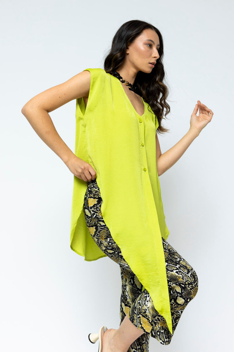 Chartreuse Sleeveless Zhoush Tie Top - Sale