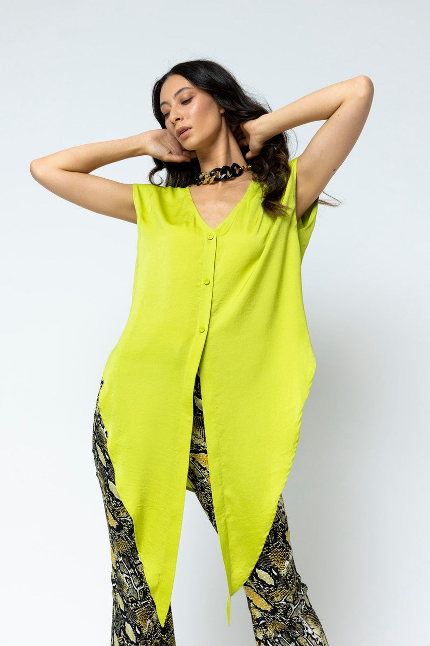 Chartreuse Sleeveless Zhoush Tie Top - Sale