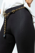 Black Croc Jersey Flared Pant - FINAL SALE