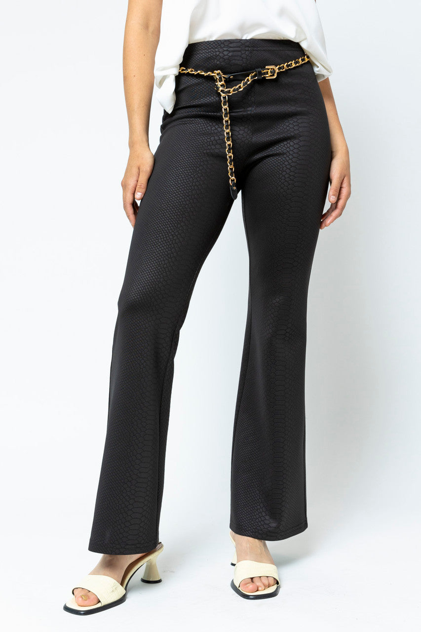 Black Croc Jersey Flared Pant - FINAL SALE
