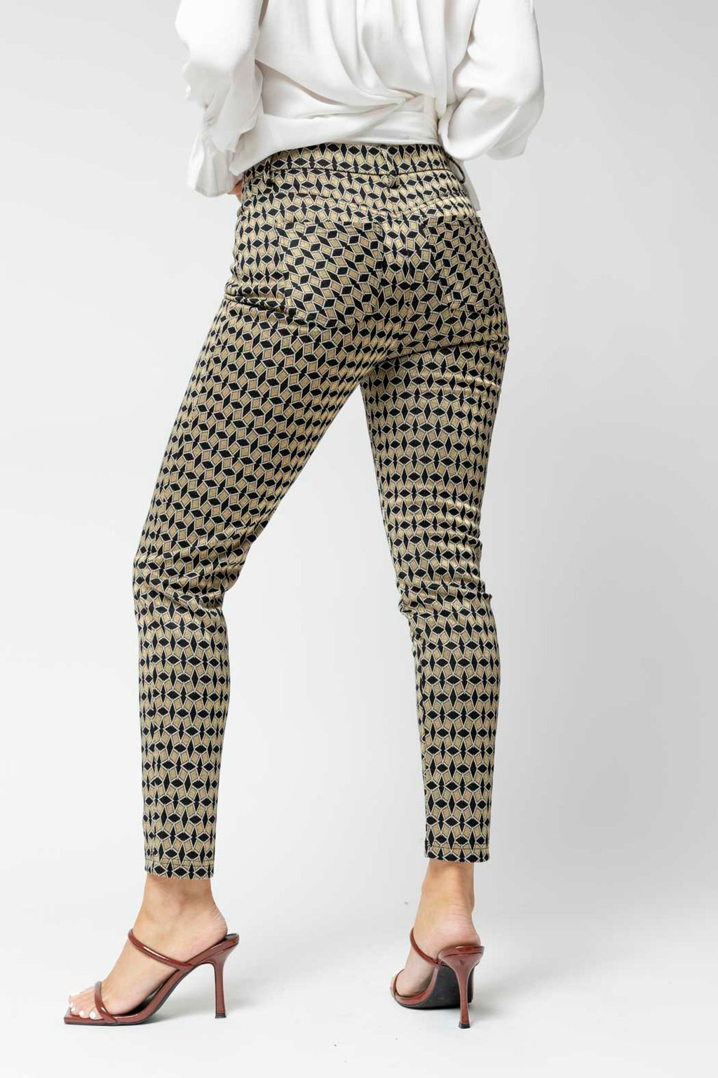 Gold Boxy Ponte Slim Leg Pant