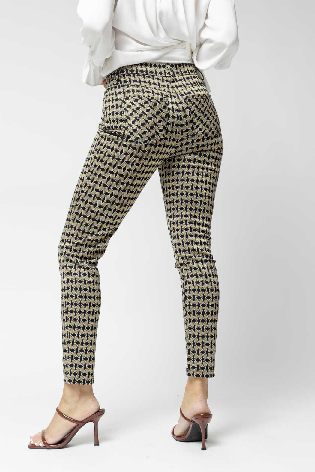 Gold Boxy Ponte Slim Leg Pant