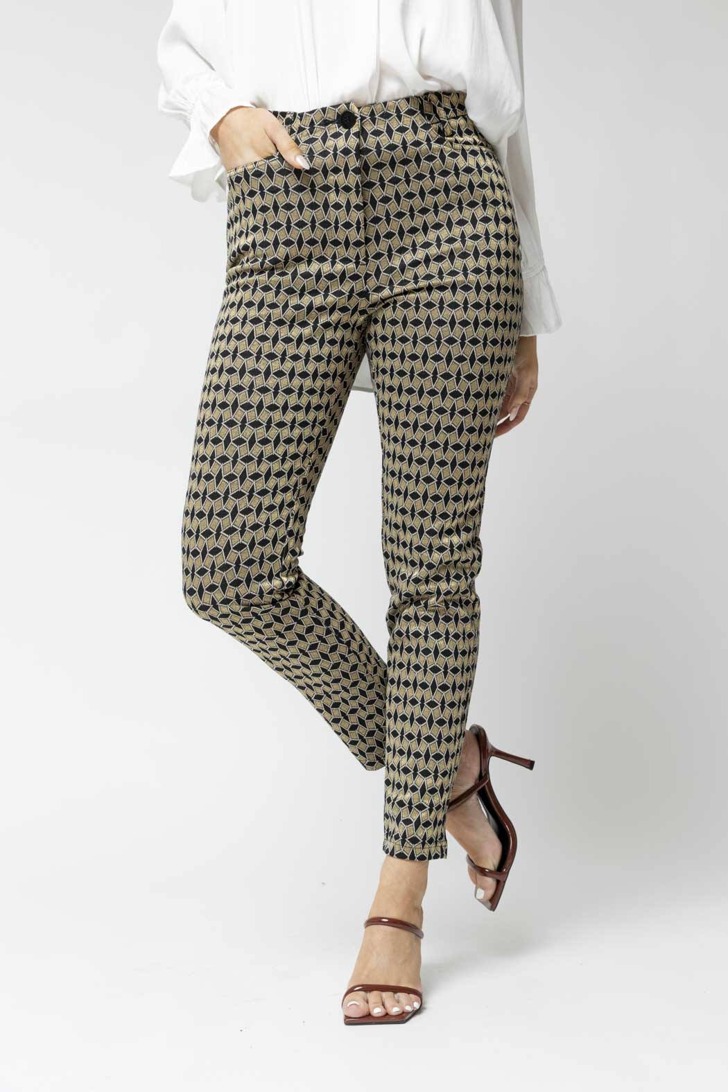 Gold Boxy Ponte Slim Leg Pant