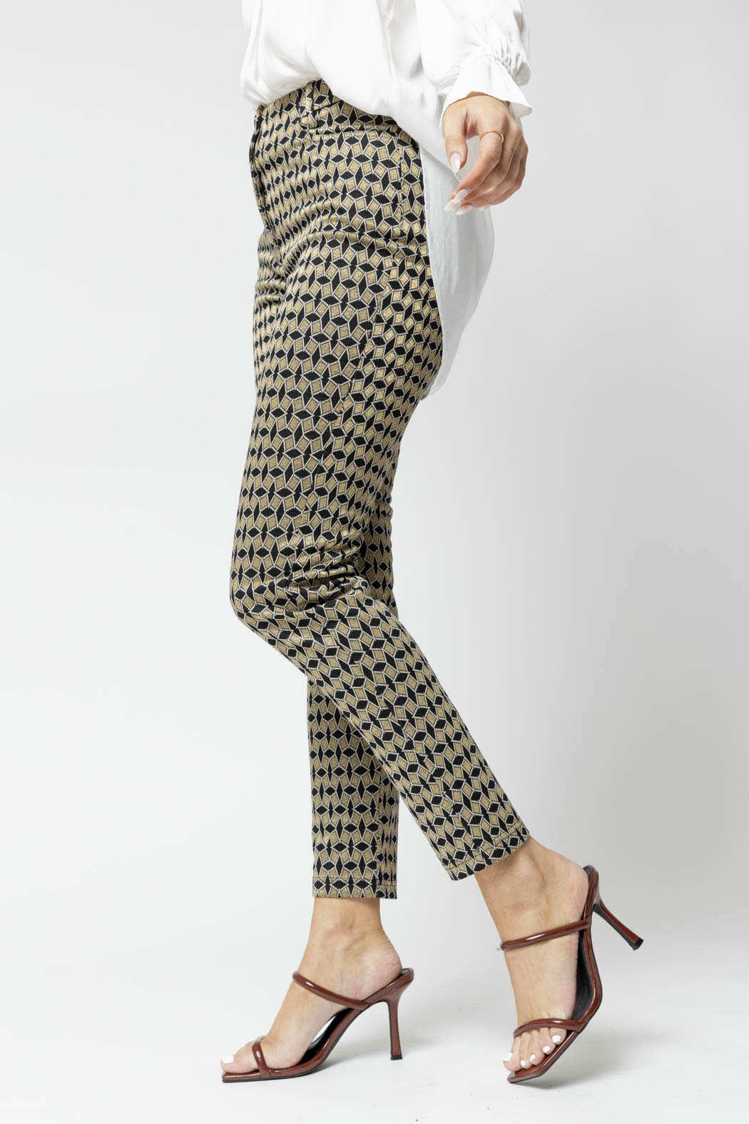 Gold Boxy Ponte Slim Leg Pant