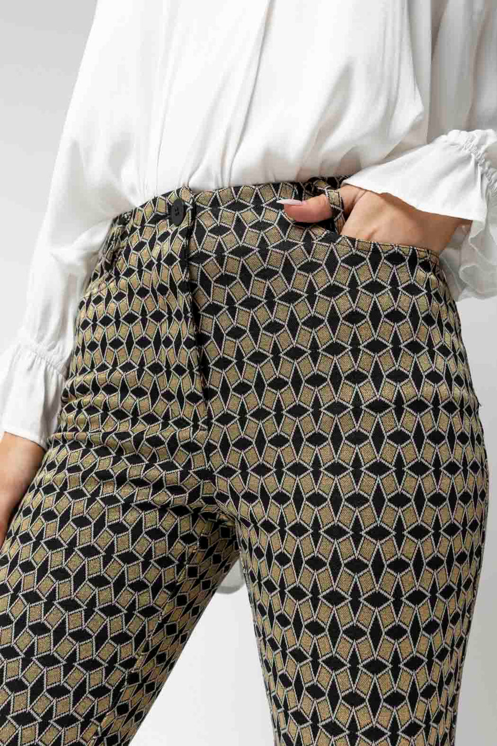 Gold Boxy Ponte Slim Leg Pant