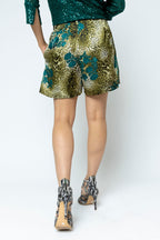 Green Blue Silky Paperbag Shorts - Final Sale