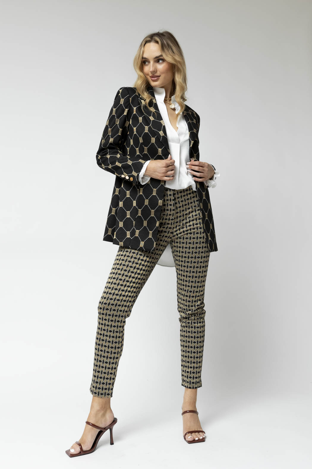 Gold Boxy Ponte Slim Leg Pant