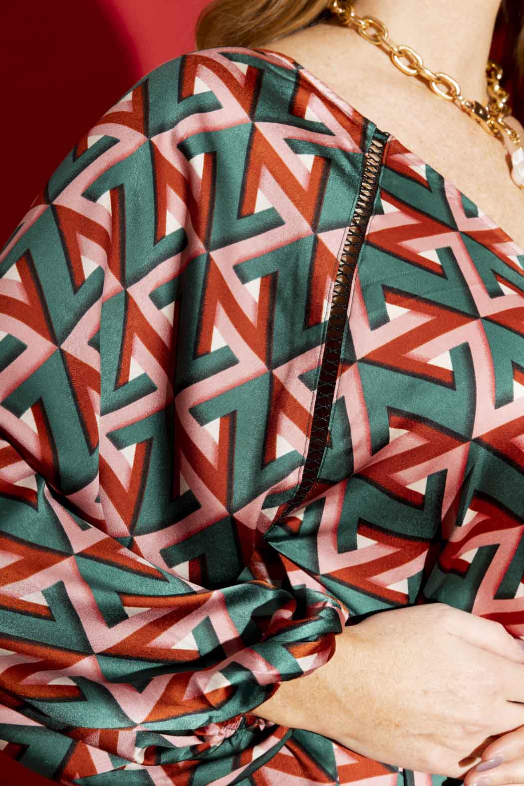 Teal Boho V Neck Blouse