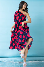 Heart Print One Shoulder Dress - Final Sale