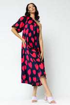 Heart Print One Shoulder Dress - Final Sale