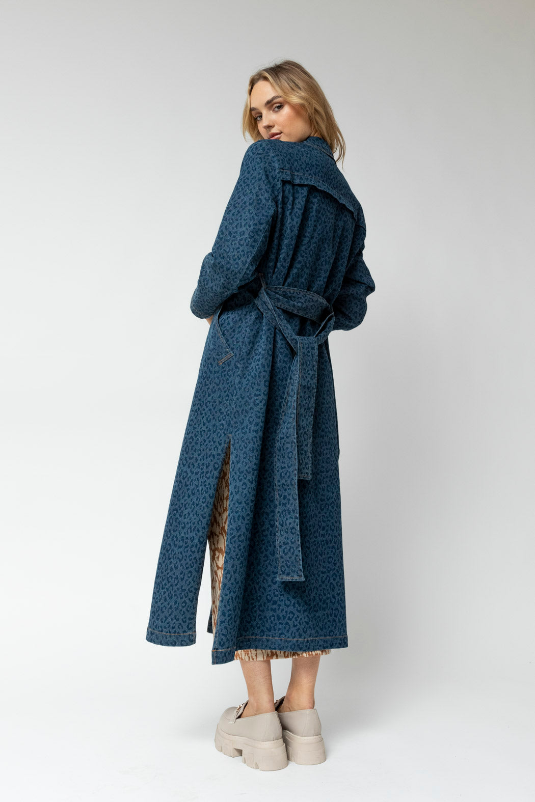 Mid Chambray Animal Trench Coat