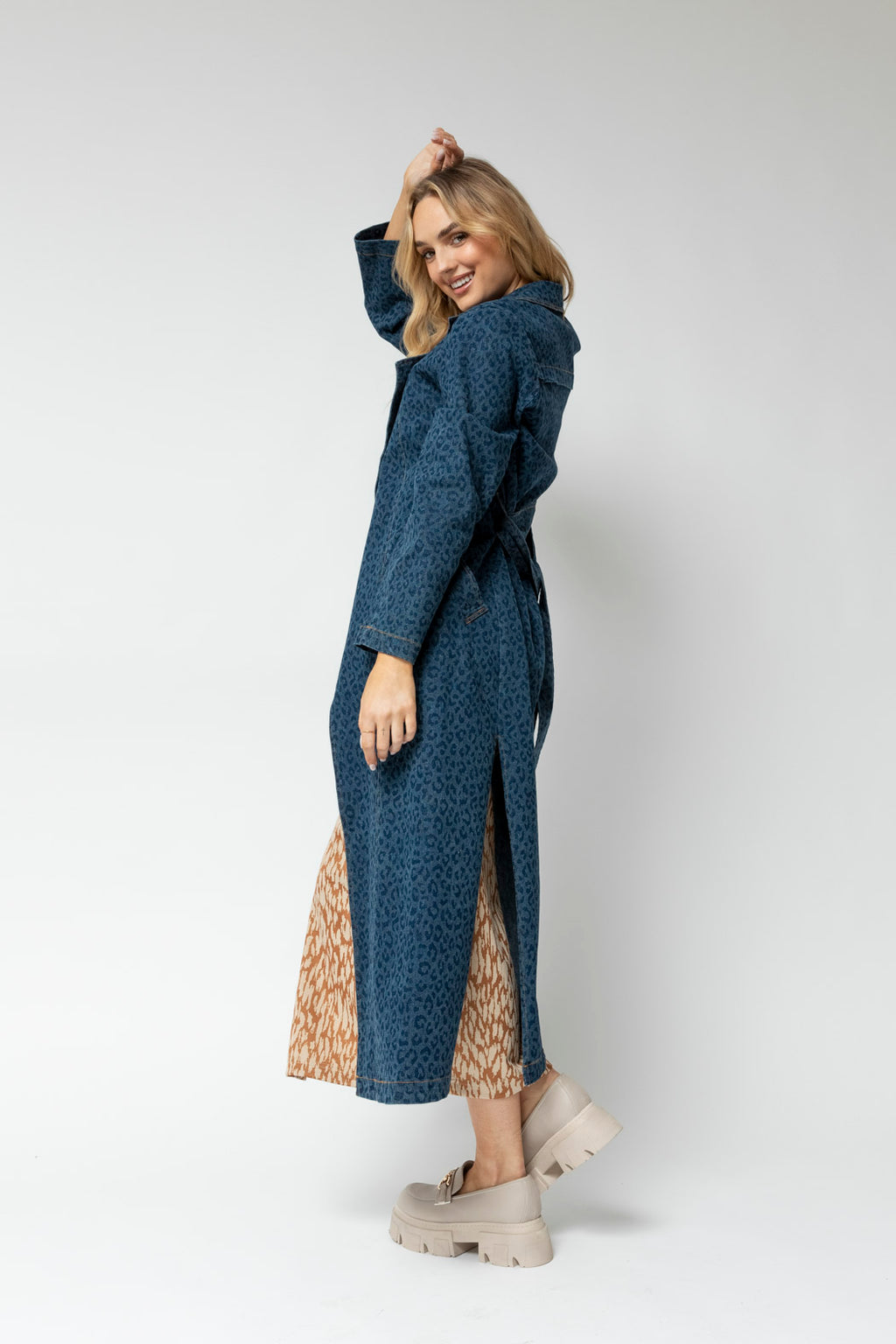 Mid Chambray Animal Trench Coat