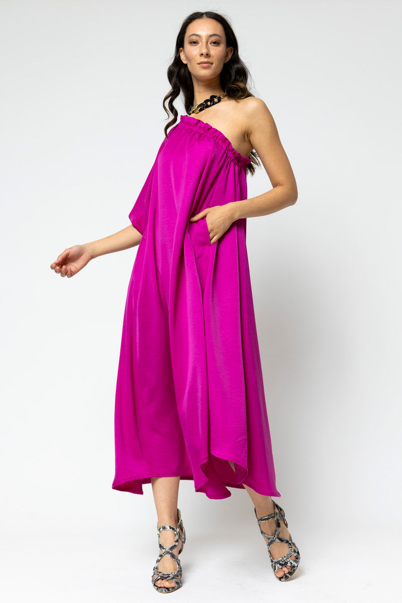 Magenta One Shoulder Dress - Sale
