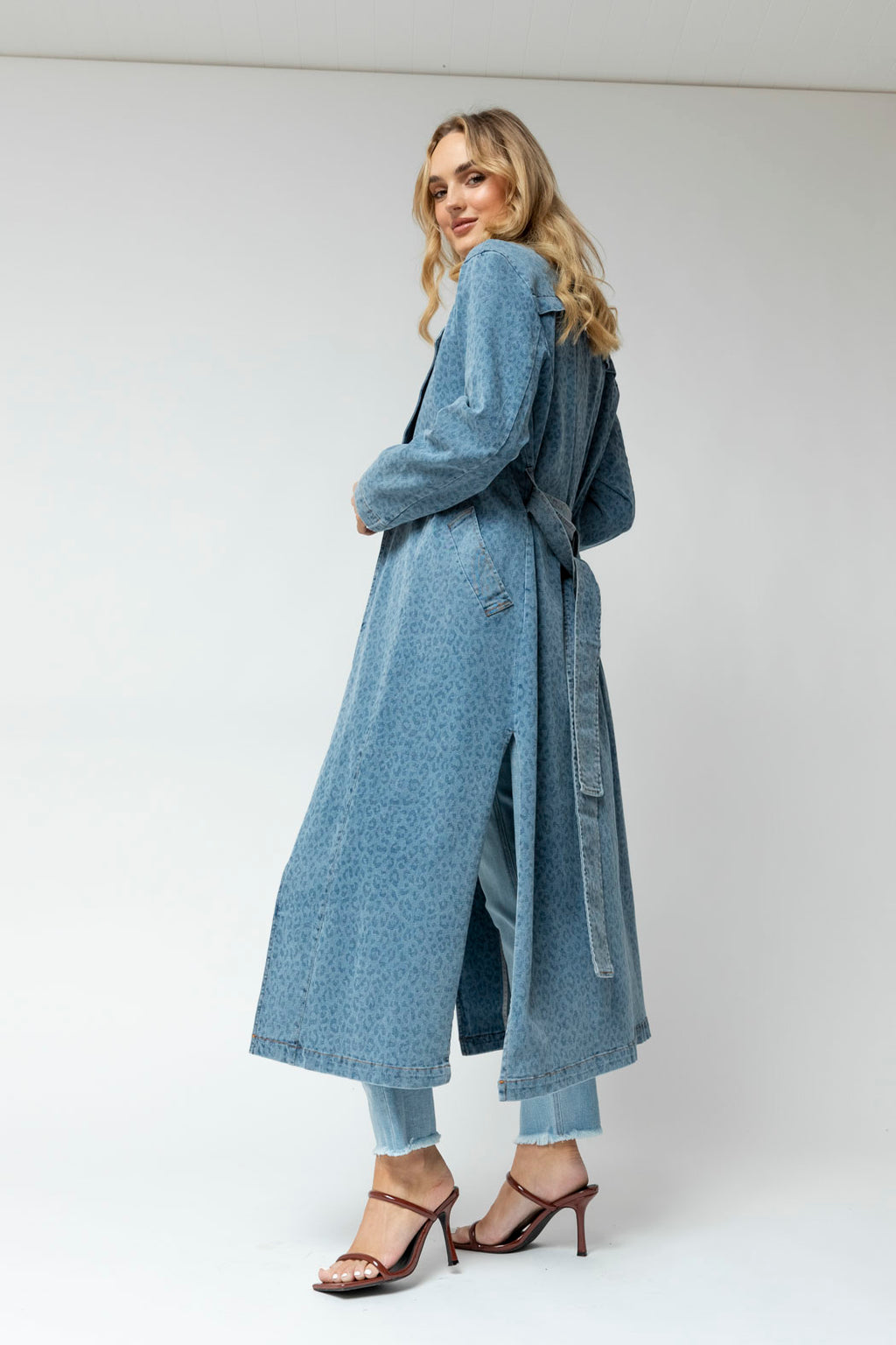 Light Chambray Animal Trench Coat