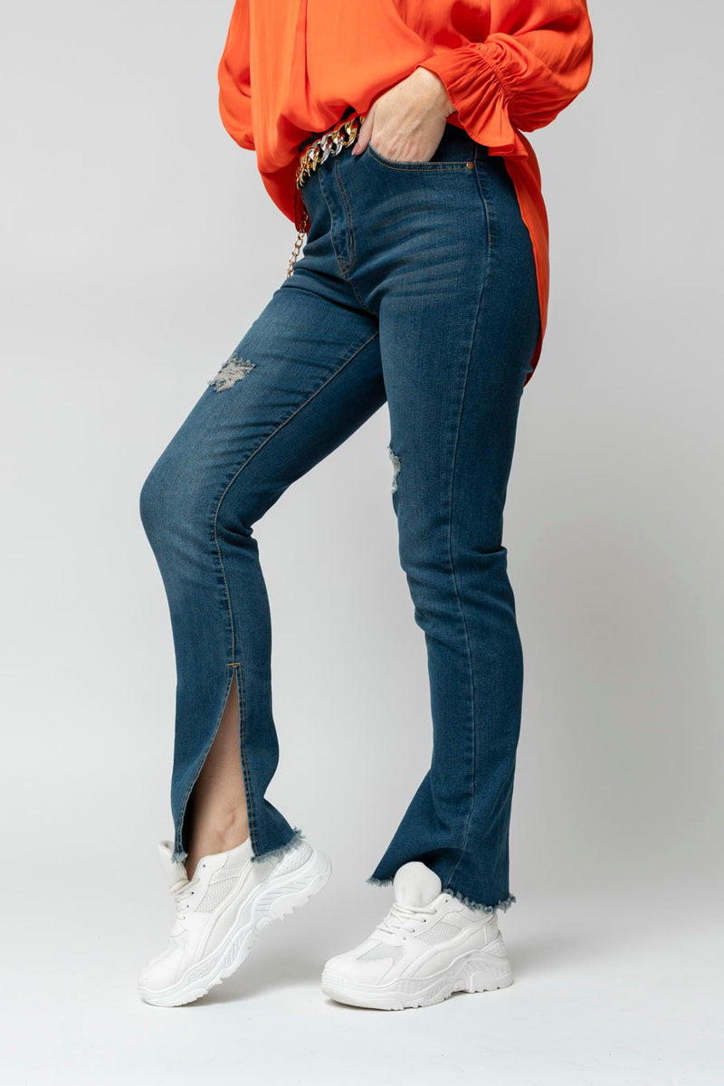 Mid Denim Split Jeans