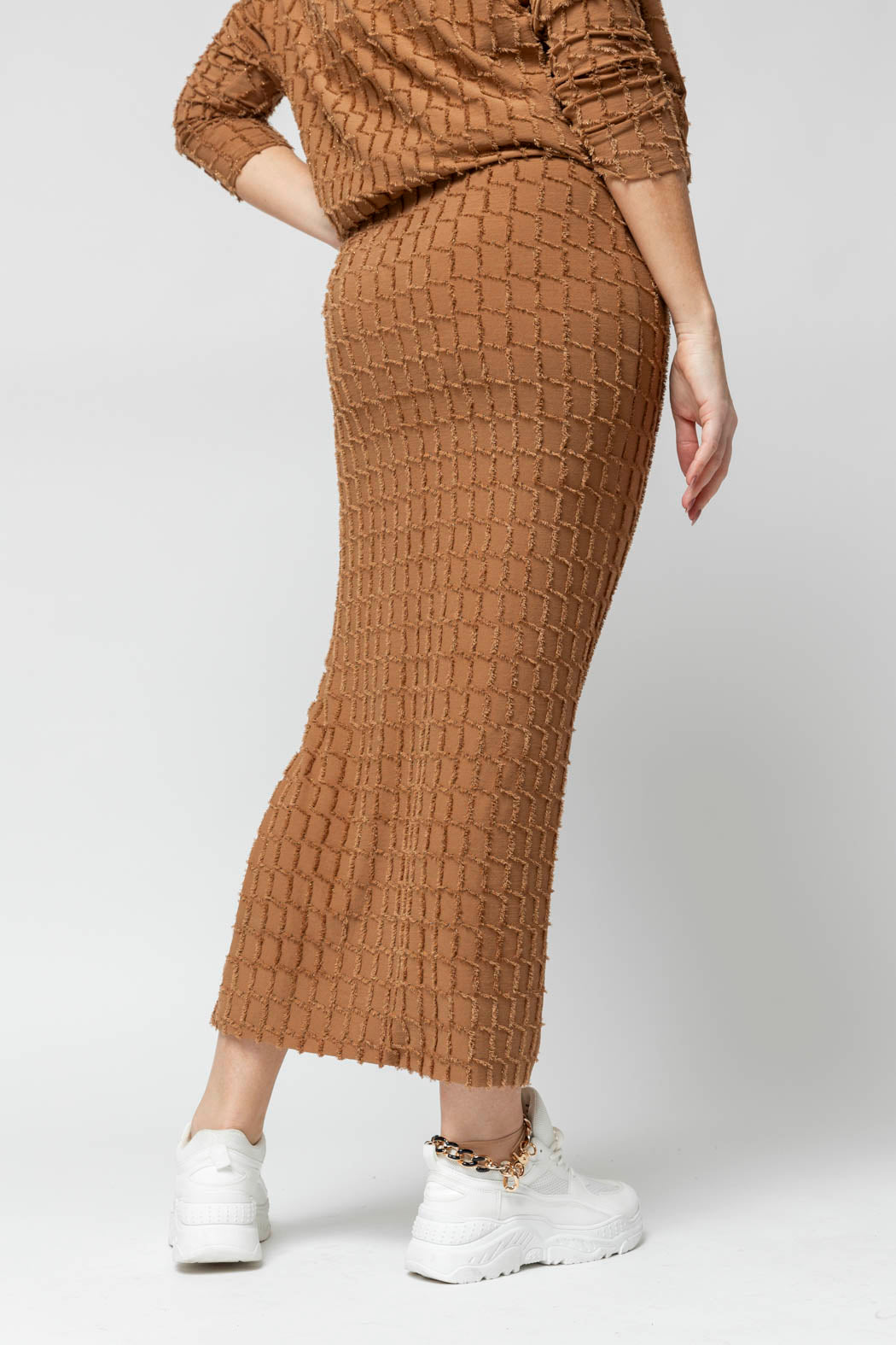 Coffee Shimmer Rosette Tube Skirt