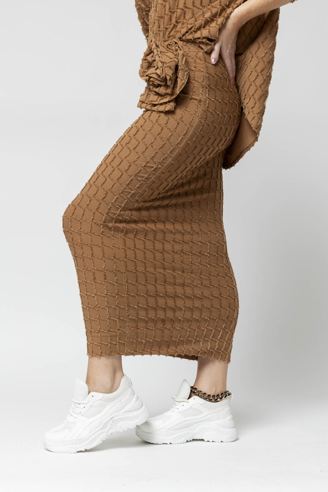 Coffee Shimmer Rosette Tube Skirt