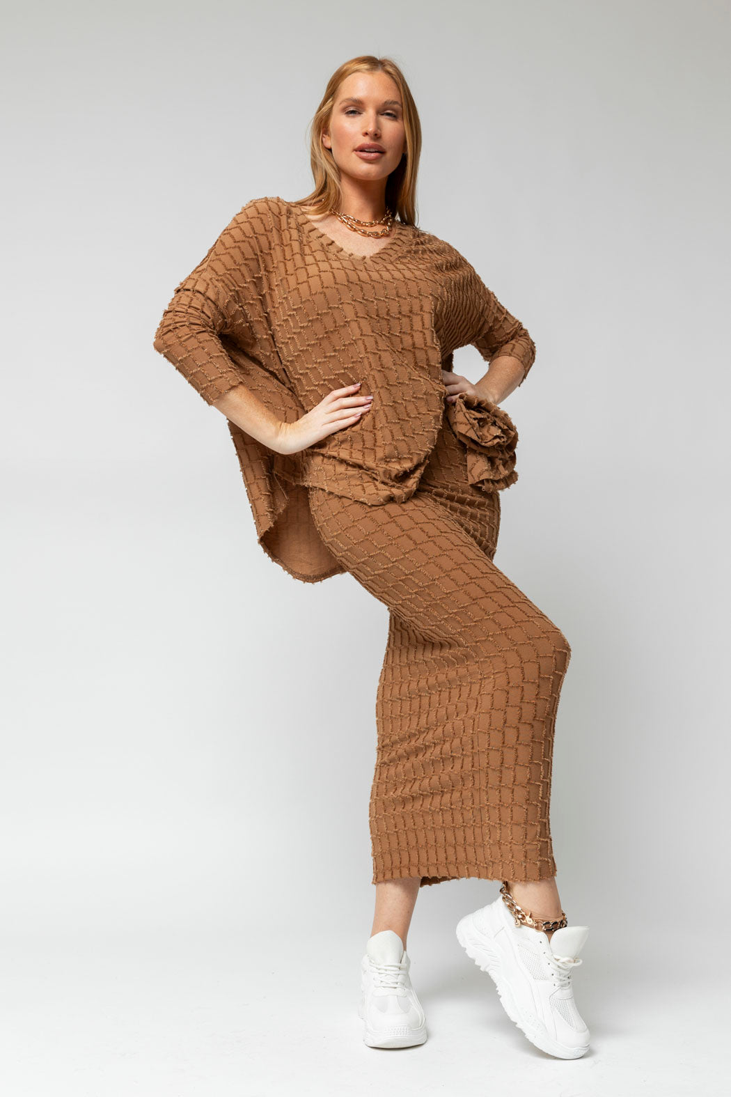 Coffee Shimmer Rosette Tube Skirt