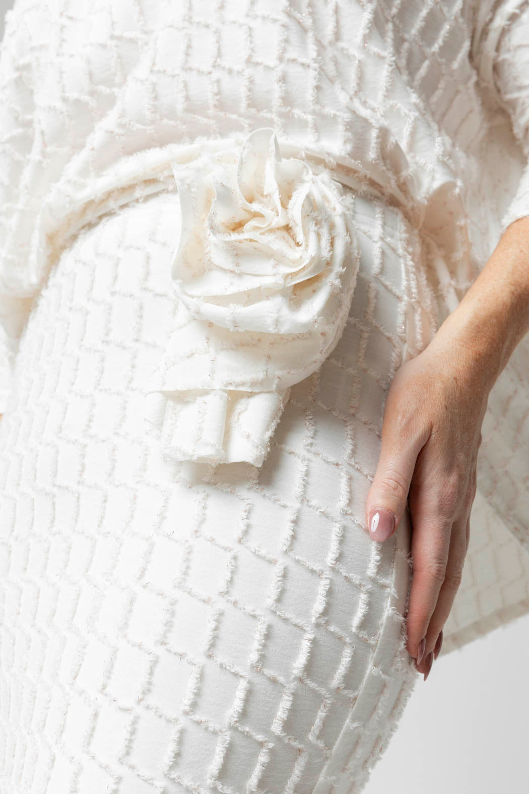 Ivory Shimmer Rosette Tube Skirt