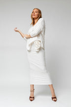 Ivory Shimmer Rosette Tube Skirt