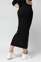 Black Shimmer Rosette Tube Skirt