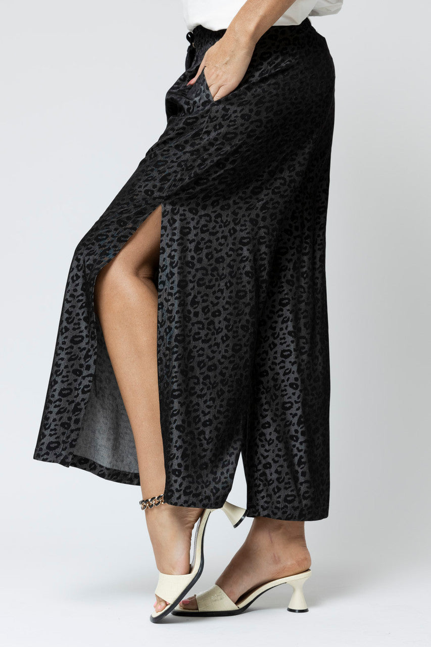 Black Animal Split Culottes - Sale