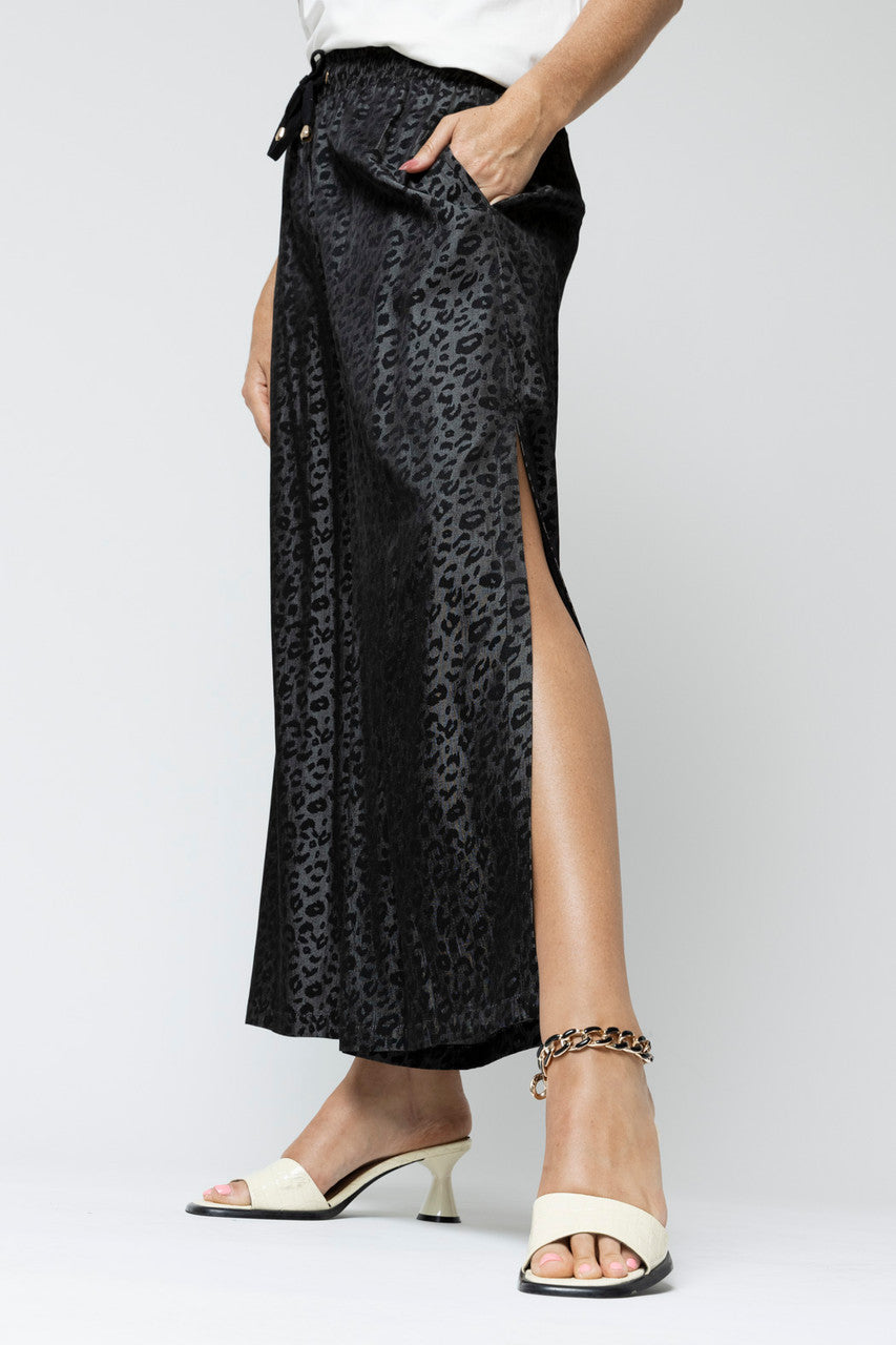 Black Animal Split Culottes - Sale