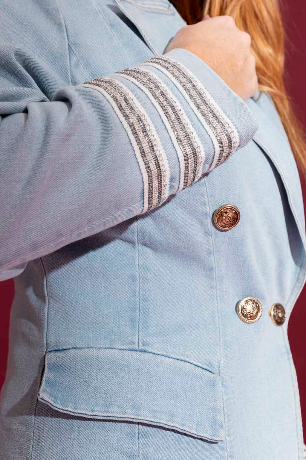 Light Denim Embellished Sisca Blazer