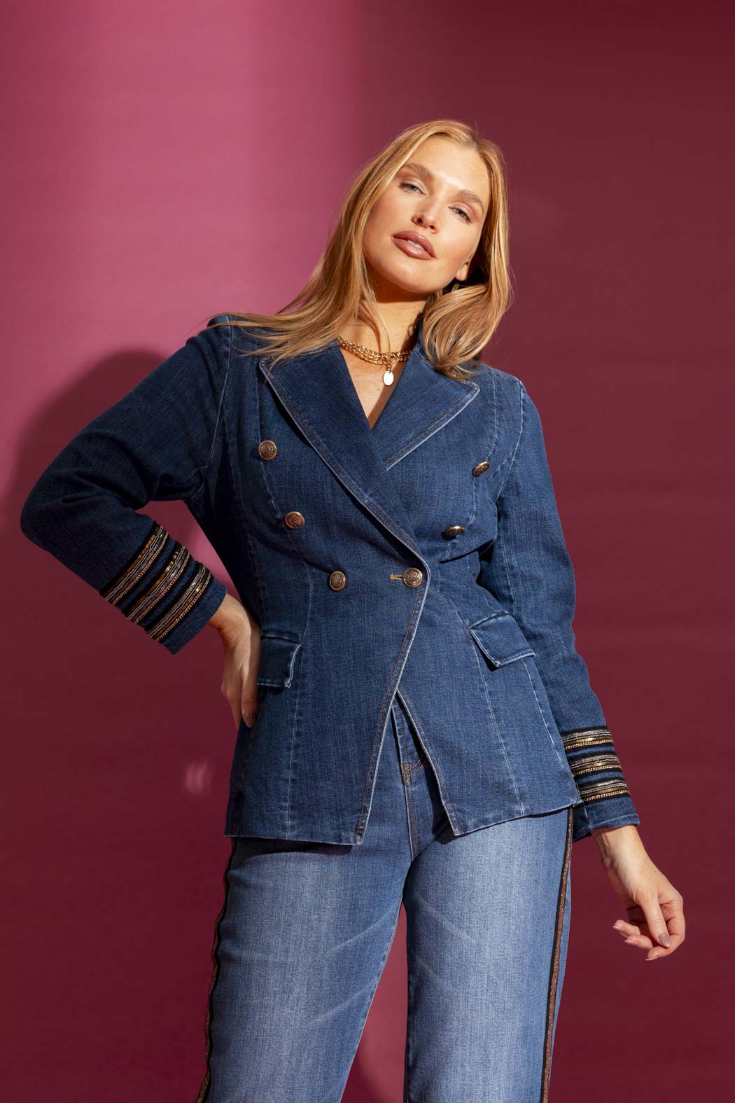 Dark Denim Embellished Sisca Blazer