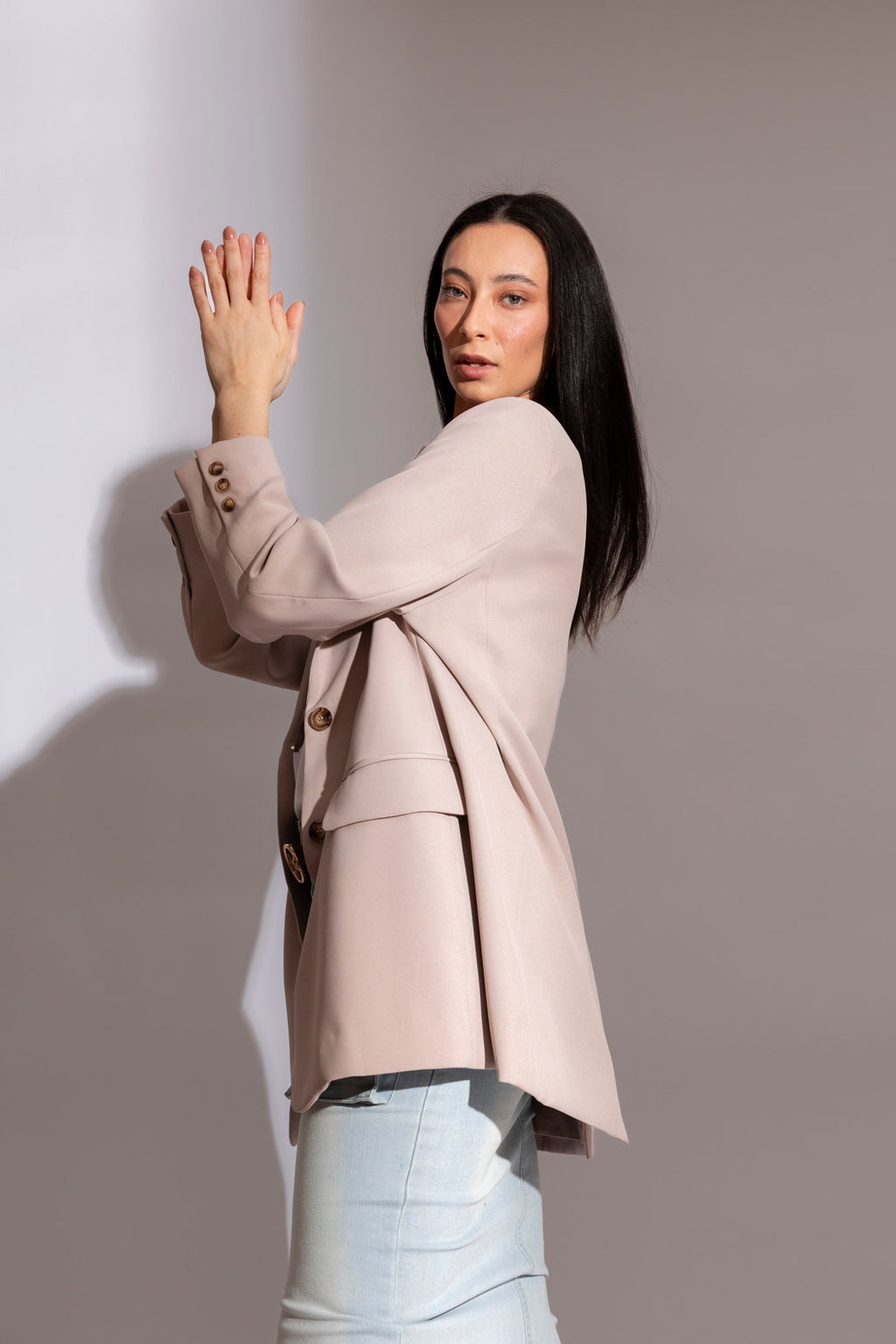 Putty Shimmer Oversized Blazer