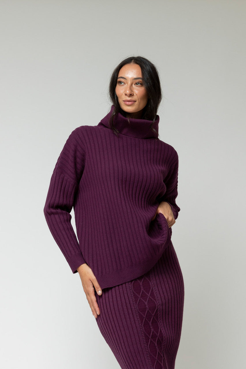 Plum Cowl Neck Jumper