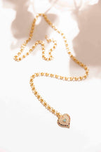 Gold Chain With Pave Heart Necklace S