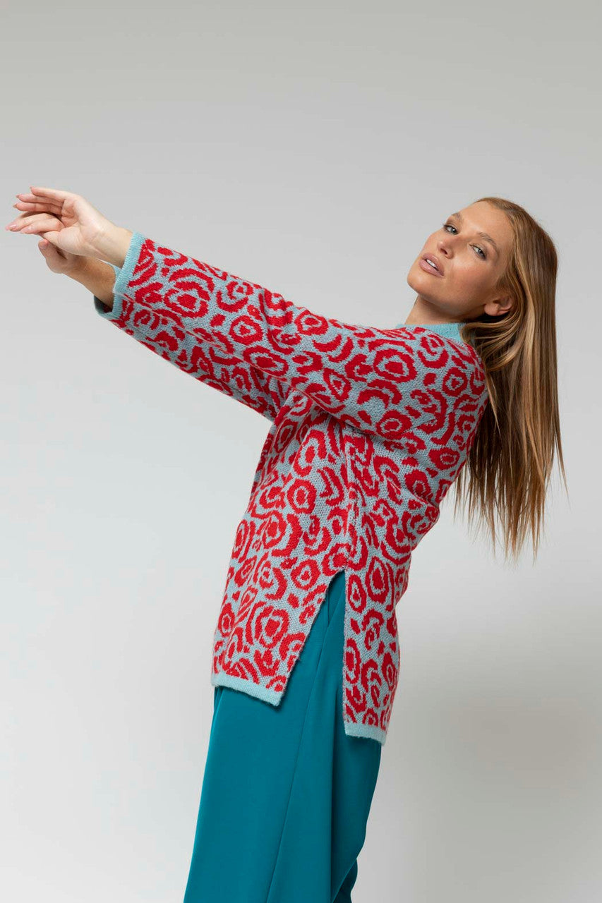 Blue / Red Rose Jumper - FINAL SALE