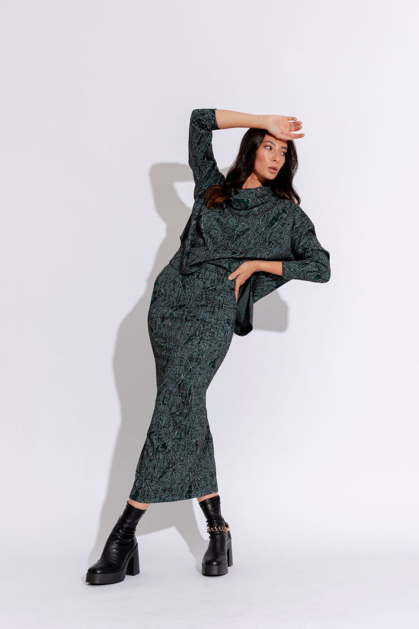 Jade Jacquard Gigi Roll Neck Jumper - Sale