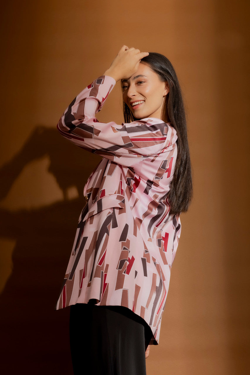 Pink Shapes Print Blazer Pink Shapes