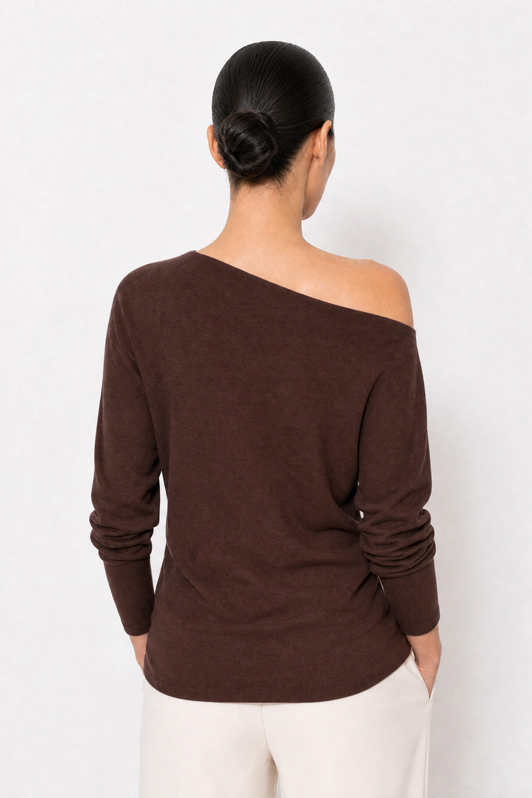 Chocolate Fine Knit Boat Neck Top