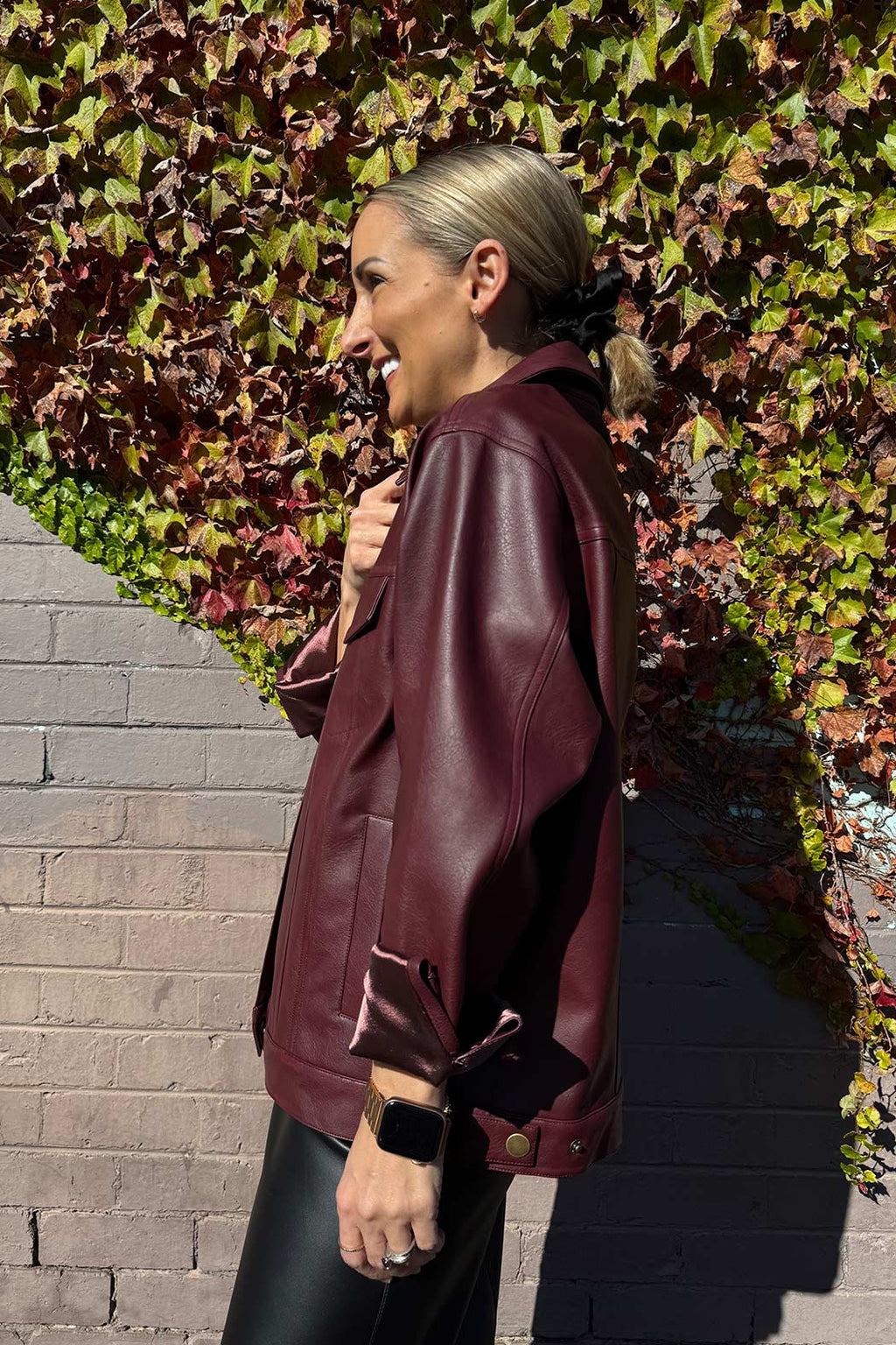 Burgundy Faux Leather Vintage Jacket