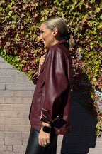 Burgundy Faux Leather Vintage Jacket