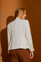 White Textured Sisca Midi Blazer