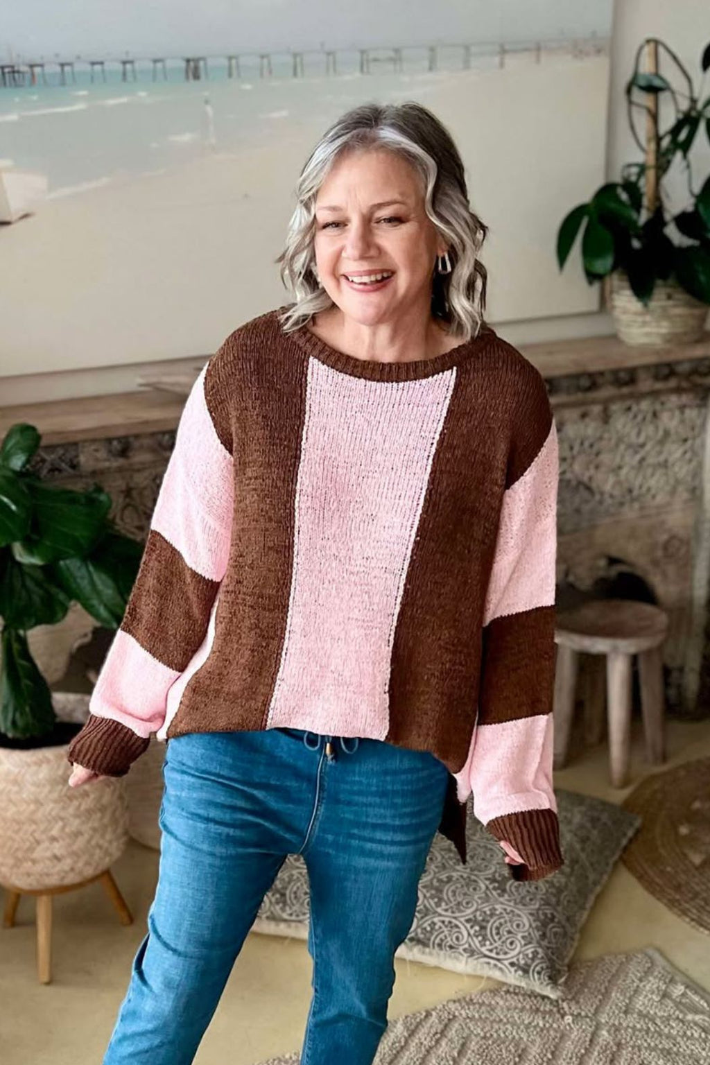 Brown/Pink Bold Stripe Knit Brown/Pink