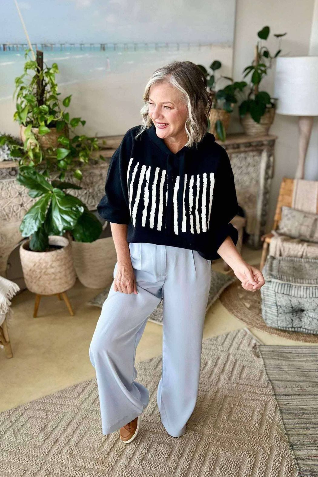 Charcoal Lines Hoodie Charcoal S