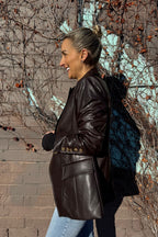 Coffee Croc Coated Sisca Blazer