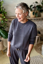 Grey Lux Crew Neck Top